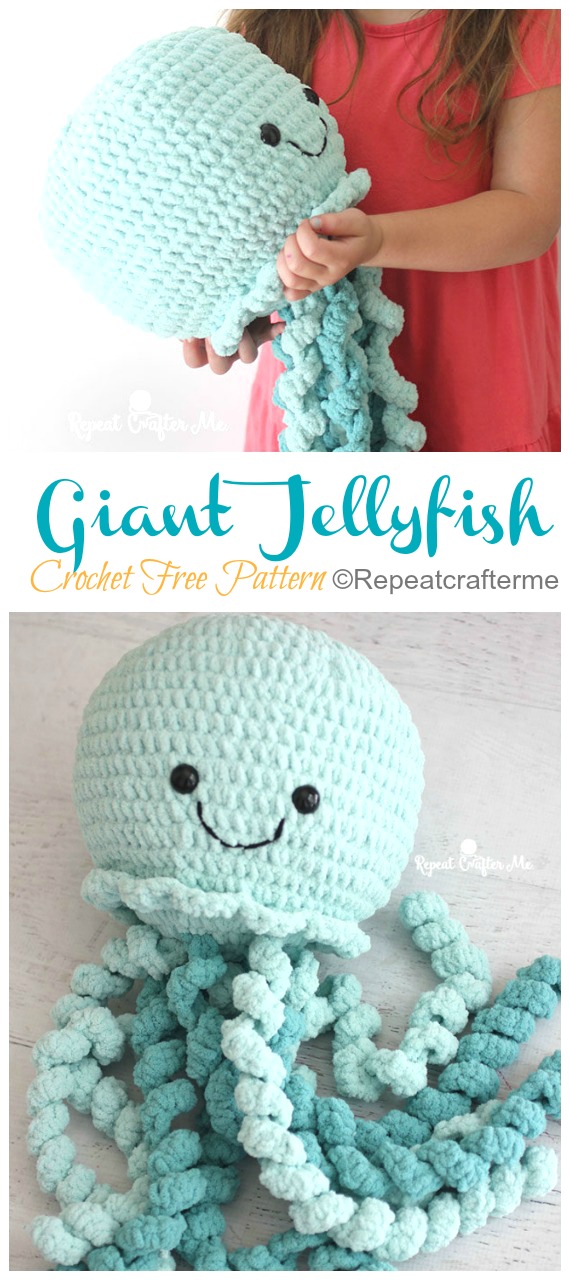 Amigurumi Giant Jellyfish Crochet Free Pattern - Crochet #SeaLife; Toys #Amigurumi; Free Patterns