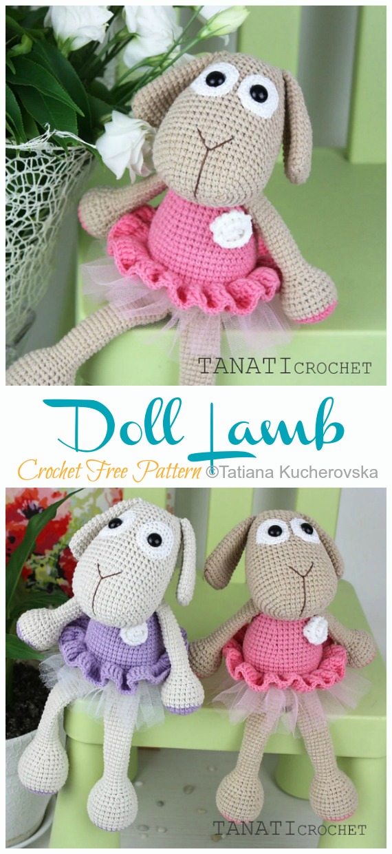 Amigurumi Lamb Doll Crochet Free Pattern - Farm Animals Toys #Amigurumi; Free Crochet Patterns