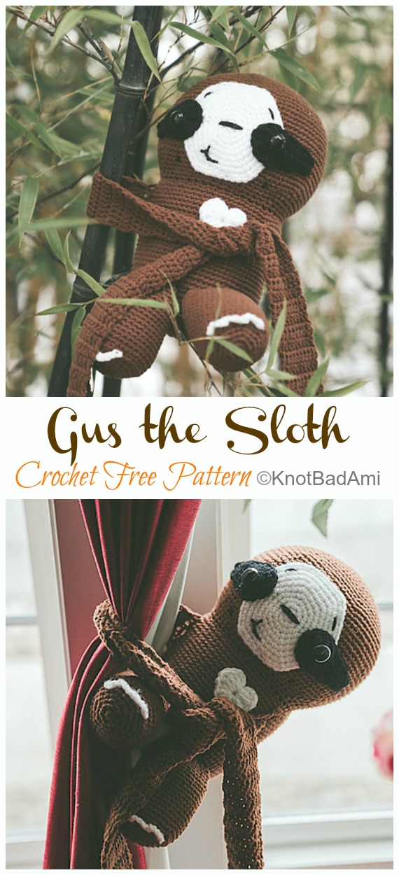 Amigurumi Gus the Sloth Crochet Free Pattern - Free #Amigurumi; #Bear; Toy Softies Crochet Patterns