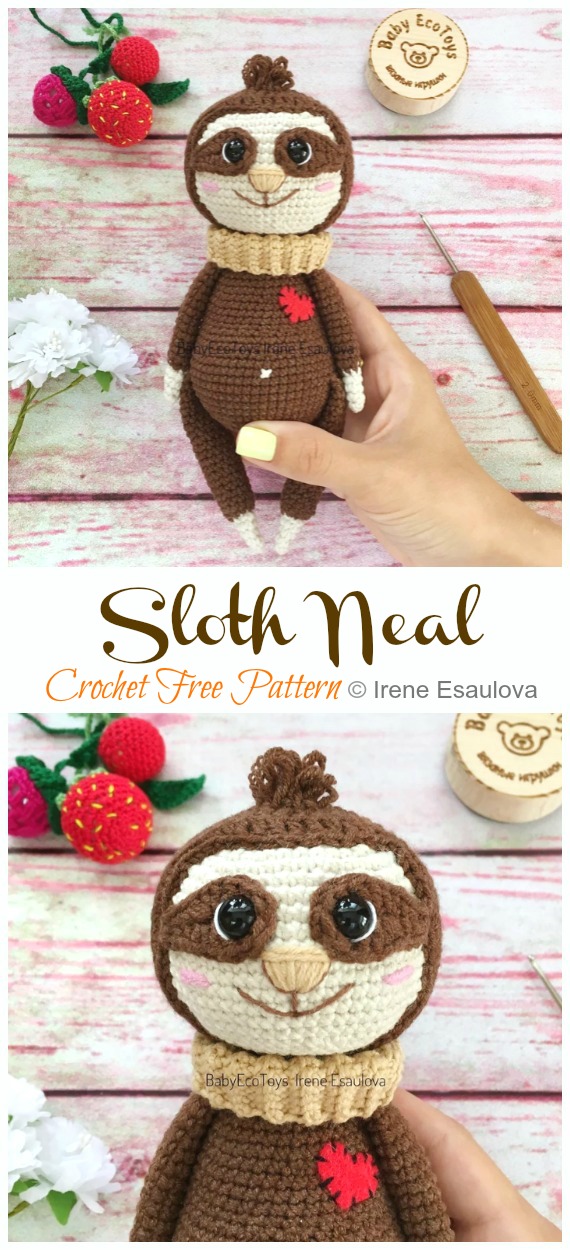 Amigurumi Sloth Neal Crochet Free Pattern - Free #Amigurumi; #Bear; Toy Softies Crochet Patterns