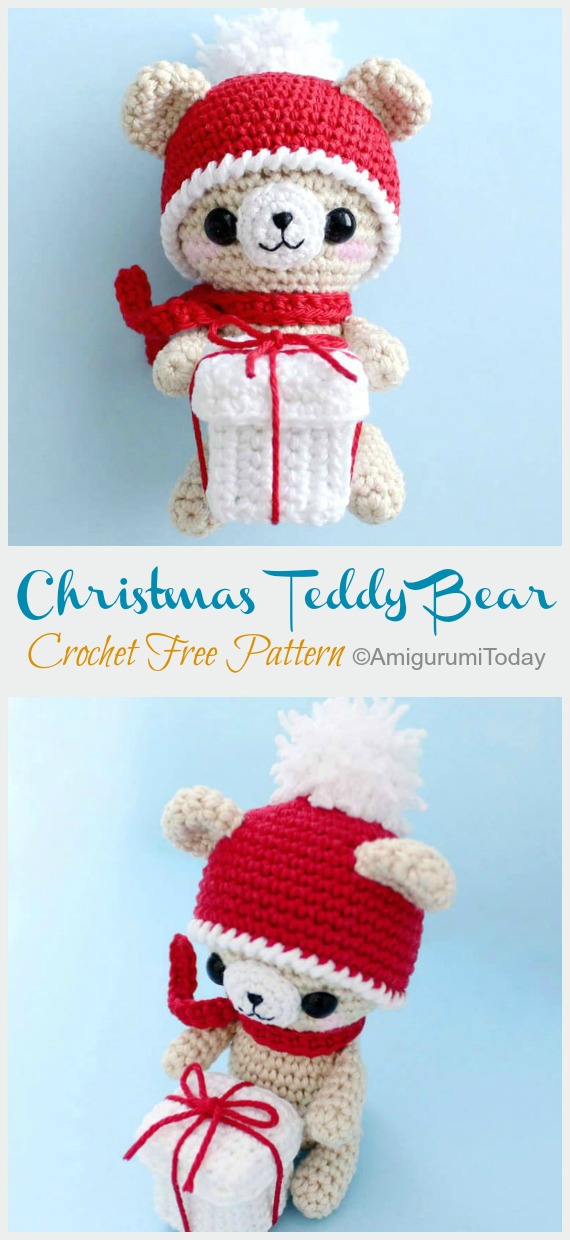 Amigurumi Christmas Teddy Bear Crochet Free Pattern- Free #Amigurumi; #Bear; Toy Softies Crochet Patterns