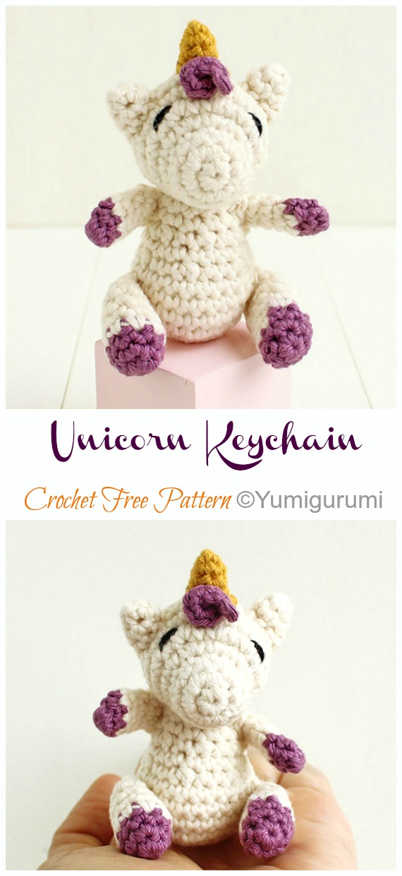 Amigurumi Unicorn Mini Keychain Crochet Free Patterns - #Keychain #Crochet Free Patterns