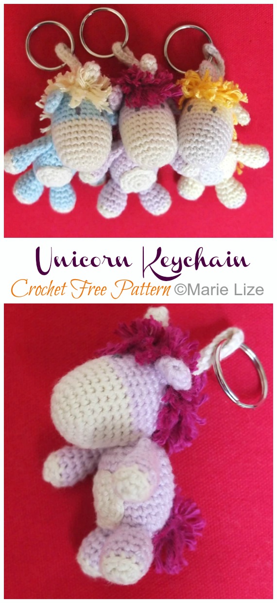 Amigurumi Isa Unicorn Keychain Crochet Free Patterns - #Keychain #Crochet Free Patterns