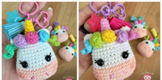Amigurumi Unicorn Keychain Crochet Free Patterns - #Keychain #Crochet Free Patterns