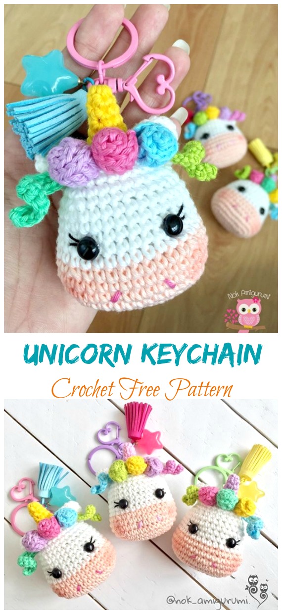 Amigurumi Unicorn Keychain Crochet Free Patterns - #Keychain #Crochet Free Patterns
