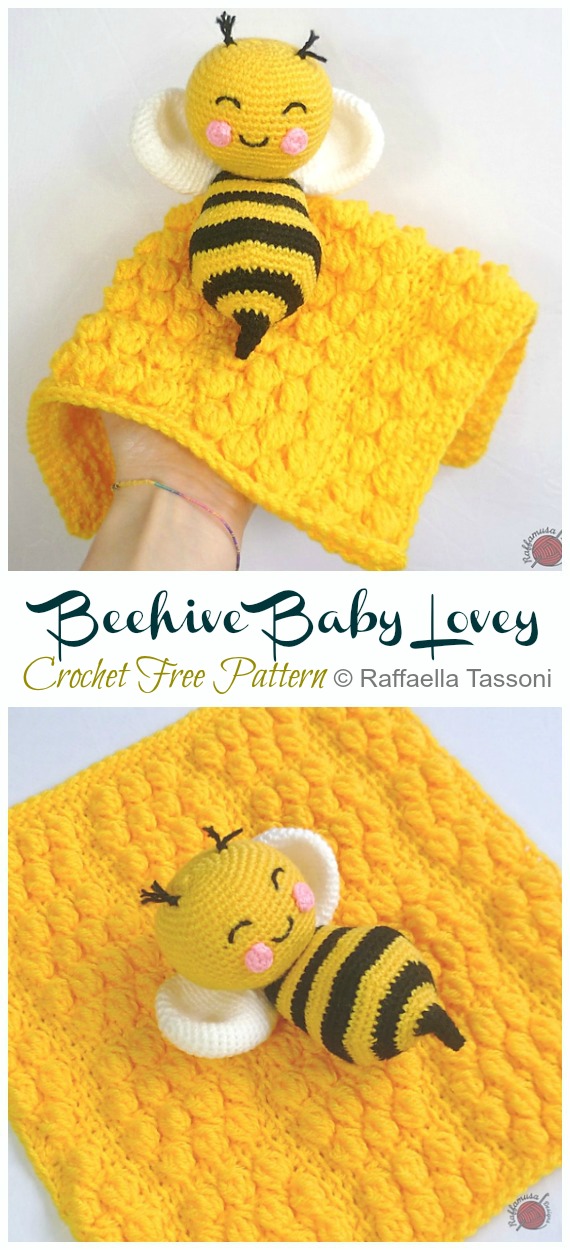 Beehive Baby Lovey Crochet Free Pattern - Baby #Lovey; #Blanket; Security Comforter Free #Crochet; Patterns