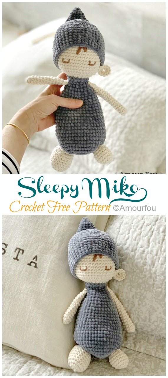 Crochet Sleepy Miko Doll Amigurumi Free Pattern -#Amigurumi; #Doll; Crochet Free Patterns
