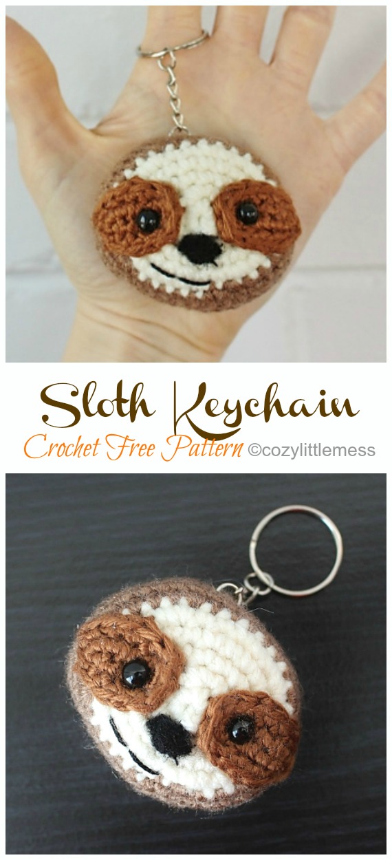 Sloth Keychain Free Crochet Pattern - #Keychain #Crochet Free Patterns