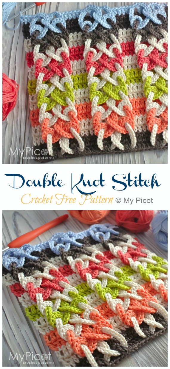 Double Knot Stitch Crochet Free Pattern - New #Stitch; Free #Crochet; Patterns