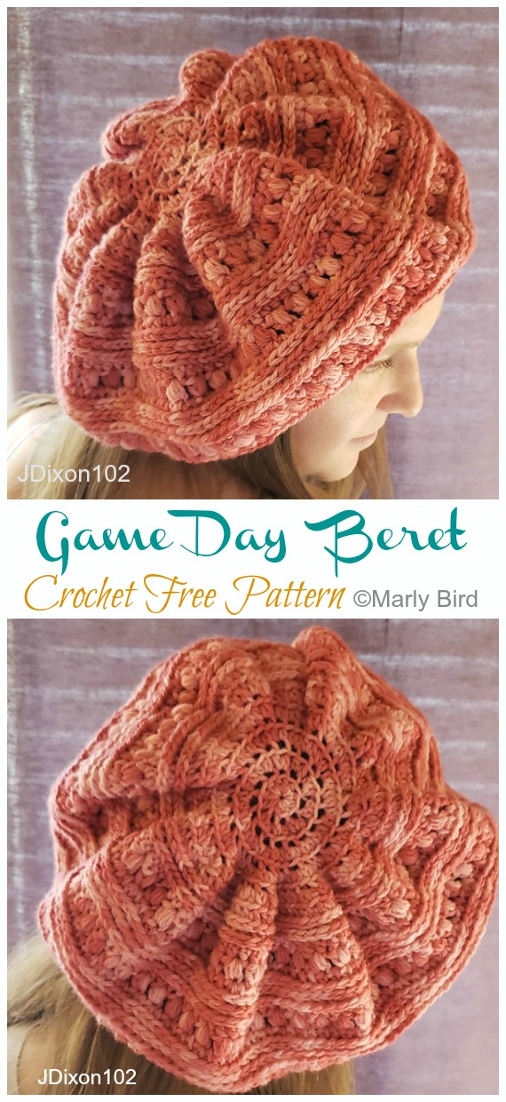 Game Day Beret Hat Crochet Free Pattern - Adult #Hat; #Crochet; Free Patterns