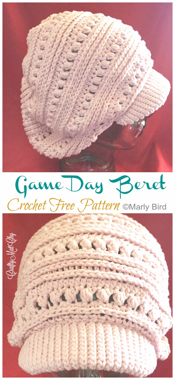 Game Day Beret Hat Crochet Free Pattern - Adult #Hat; #Crochet; Free Patterns