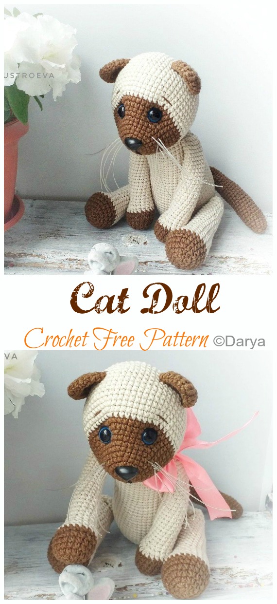 Amigurumi Sitting Cat Doll Crochet Free Pattern - Crochet Toy #Cat; #Amigurumi; Free Patterns