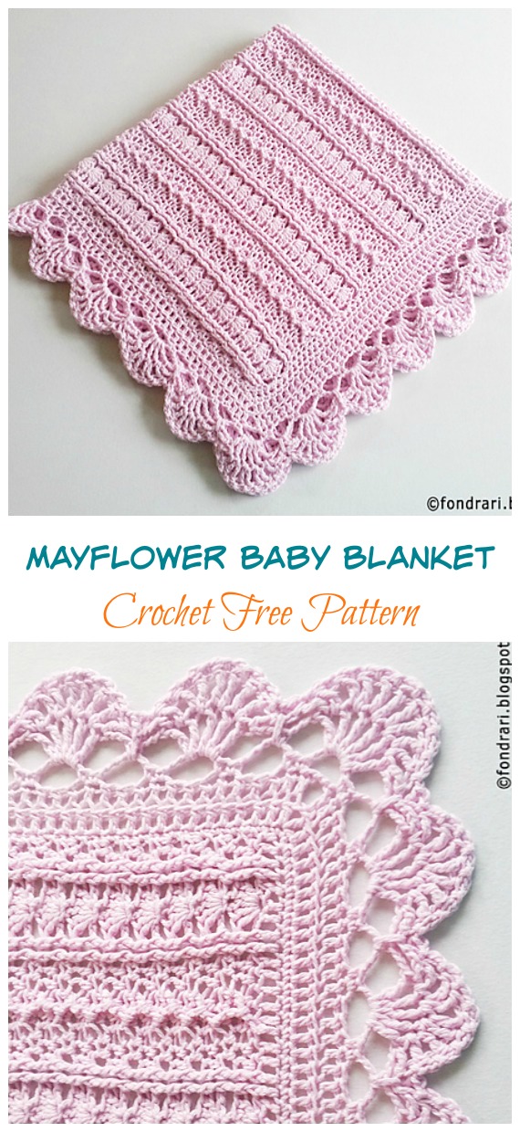 Mayflower Baby Blanket Crochet Free Pattern - Shell Stitch #Blanket; Free #Crochet; Patterns