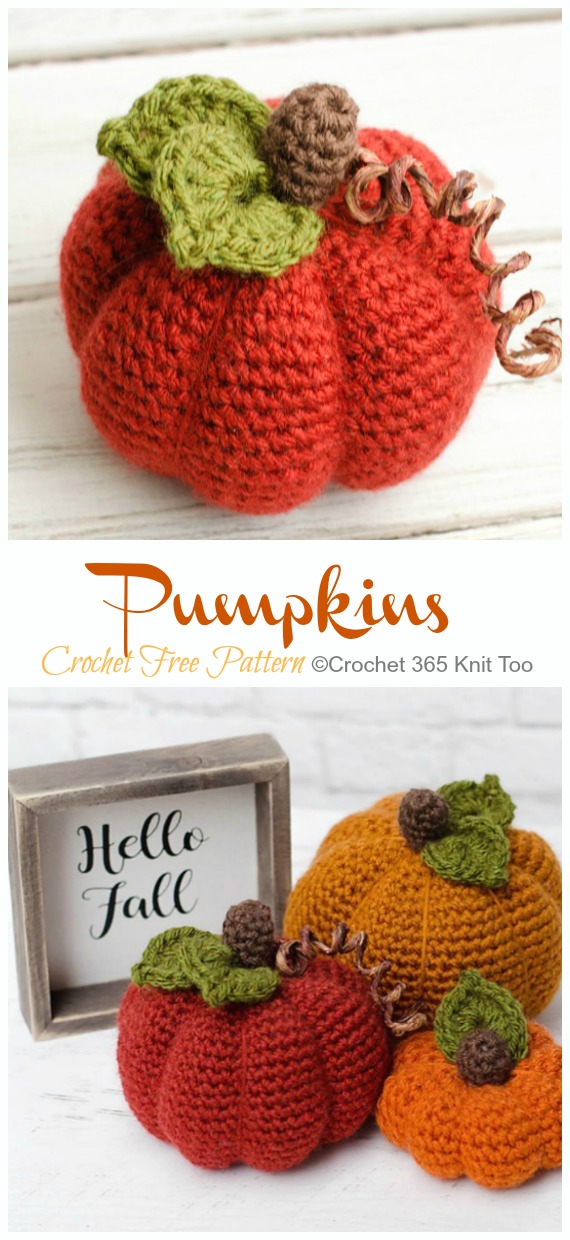 Pumpkins Crochet Free Pattern & Video - Last-Minute #Pumpkin; Projects #Crochet; Free Patterns