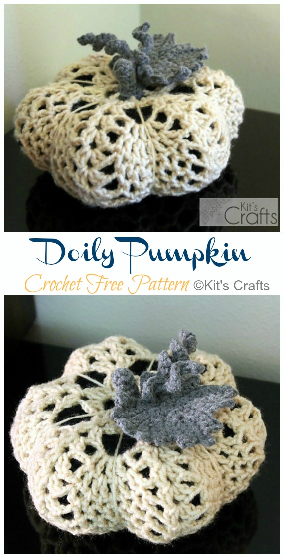 Lace Doily Pumpkins Crochet Free Pattern & Video - Last-Minute #Pumpkin; Projects #Crochet; Free Patterns