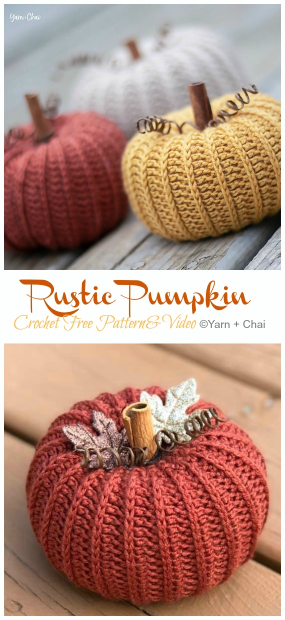 Rustic Pumpkin Crochet Free Pattern & Video - Last-Minute #Pumpkin; Projects #Crochet; Free Patterns