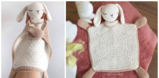 Sleepy Bunny Lovey Crochet Free Pattern- Baby #Lovey; #Blanket; Security Comforter Free #Crochet; Patterns