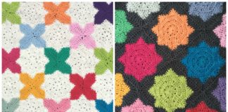 Star and Cross Square Crochet Free Pattern - Granny Square Motif Free #Crochet; Patterns