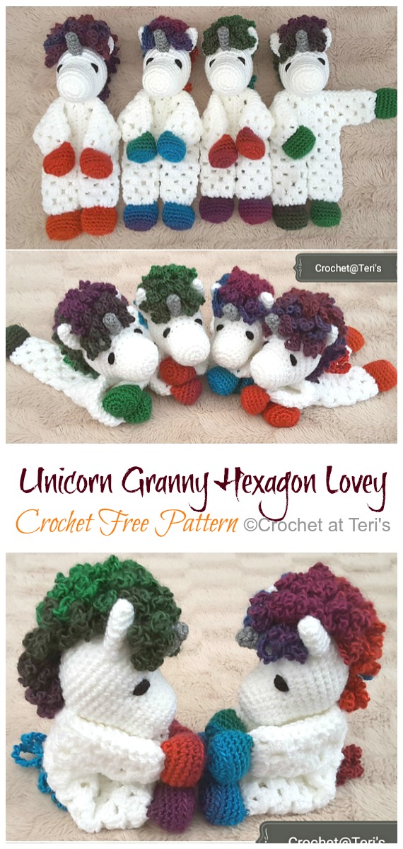 Puppy Dog Granny Hexagon Lovey Crochet Free Pattern- Baby #Lovey; #Blanket; Security Comforter Free #Crochet; Patterns