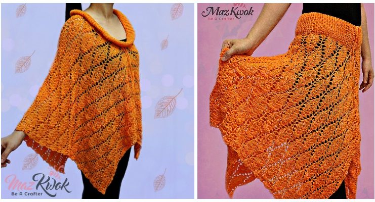 Turning Leaves Poncho Crochet Free Pattern - Women #Poncho; Free #Crochet; Patterns