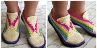 Adult Rainbow Sneakers Crochet Free Pattern - Sneaker Shoes Free #Crochet; Patterns