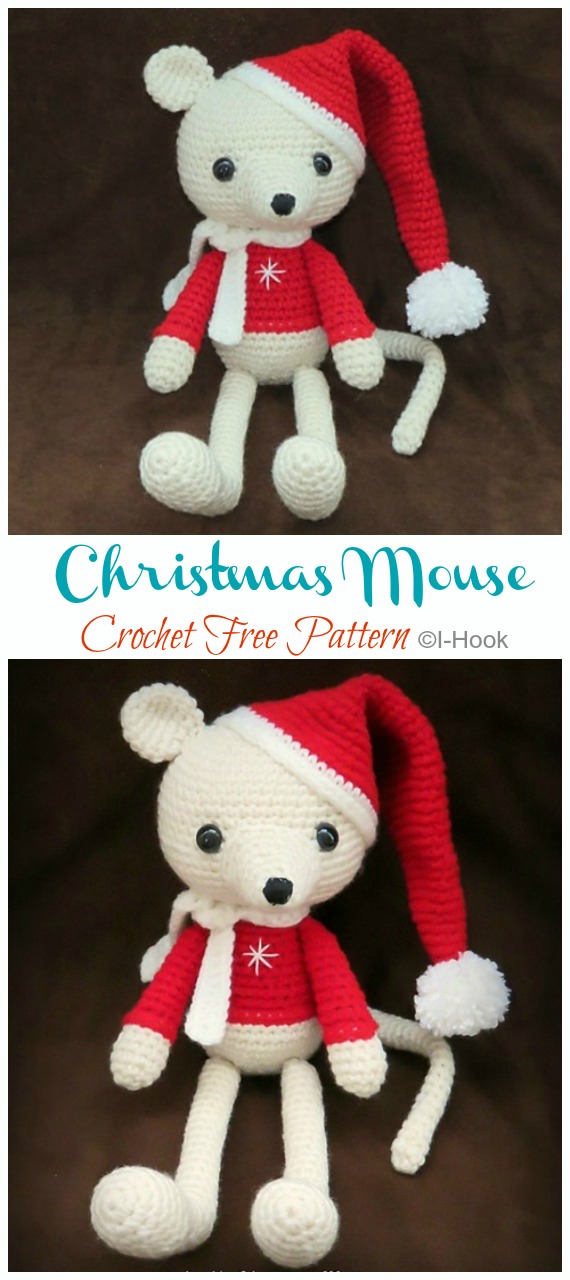Amigurumi Christmas Mouse Crochet Free Patterns - Crochet #Mouse; #Amigurumi; Free Patterns