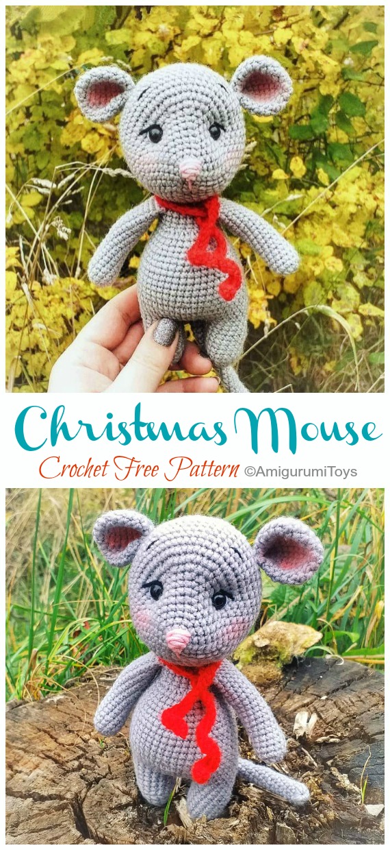 Amigurumi Christmas Mouse Crochet Free Patterns - Crochet #Mouse; #Amigurumi; Free Patterns