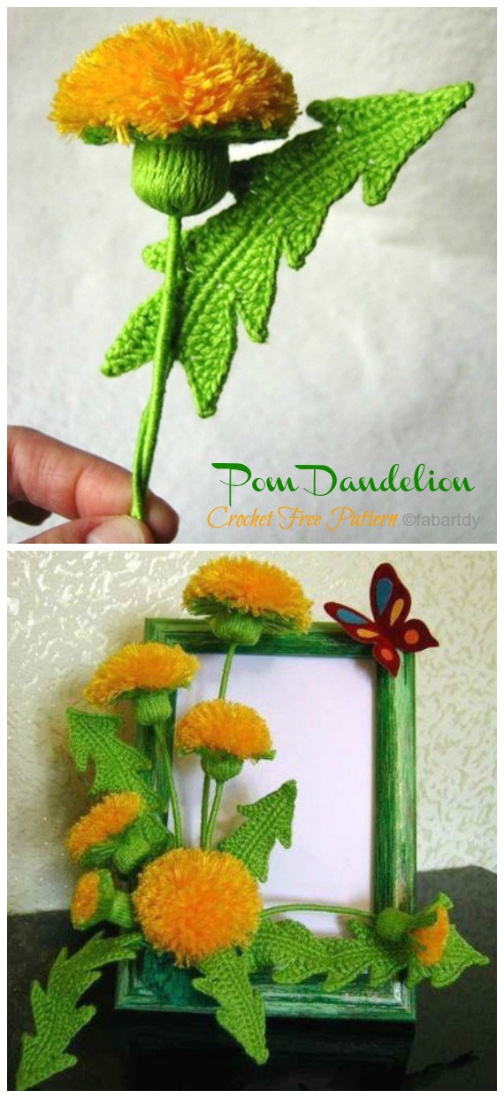 Pom Dandelion Crochet Free Patterns - Crochet Plants #Amigurumi Free Patterns