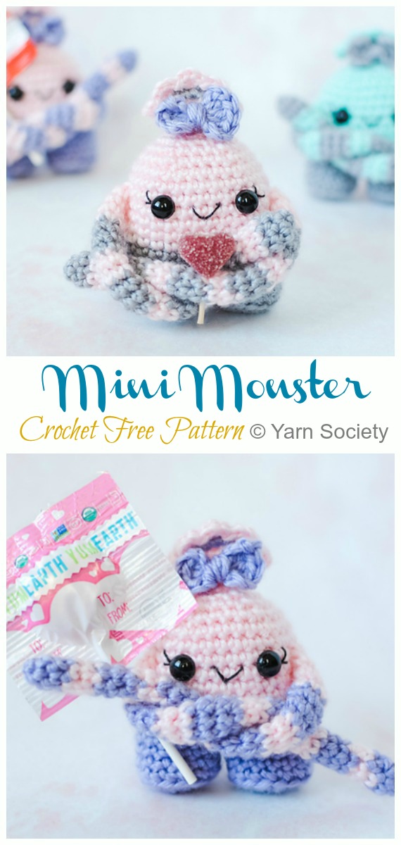 Amigurumi Mini Monster Crochet Free Patterns - Monster Doll #Amigurumi; Free Crochet Patterns