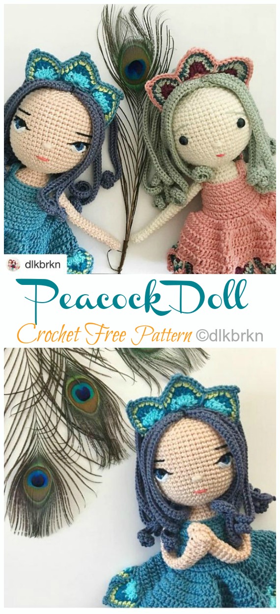 Amigurumi Peacock Doll Crochet Free Pattern - Crochet #Dolls; #Amigurumi; Free Patterns