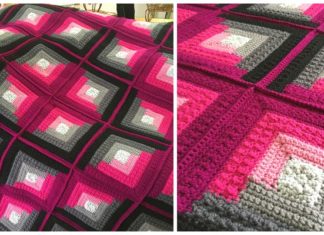 Autumn Log Cabin Throw Blanket Crochet Free Patterns- #Granny; Square #Blanket; Free #Crochet; Patterns