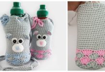Bear Water Bottle Cozy Crochet Free Pattern - Water Bottle Holder Free #Crochet; Patterns