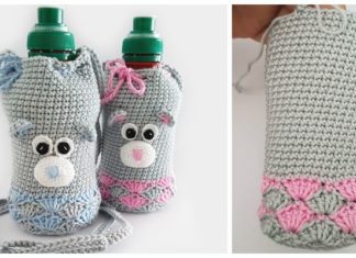 Bear Water Bottle Cozy Crochet Free Pattern - Water Bottle Holder Free #Crochet; Patterns