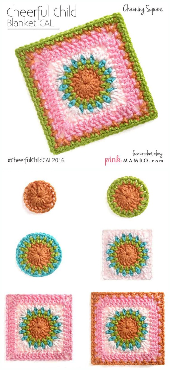 Cheerful Child Granny Blanket Crochet Free Pattern - #Granny; Square #Blanket; Free #Crochet; Patterns