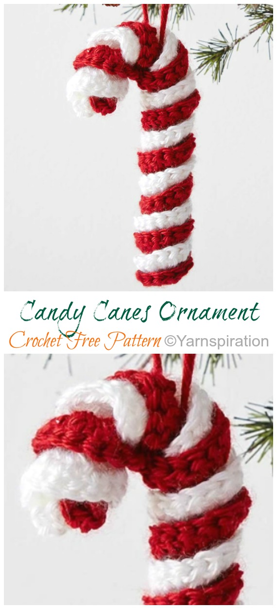 Christmas Candy Canes Ornament Crochet Free Patterns [Video] - Crochet Free Patterns - Christmas Ornament Free #Crochet; Patterns