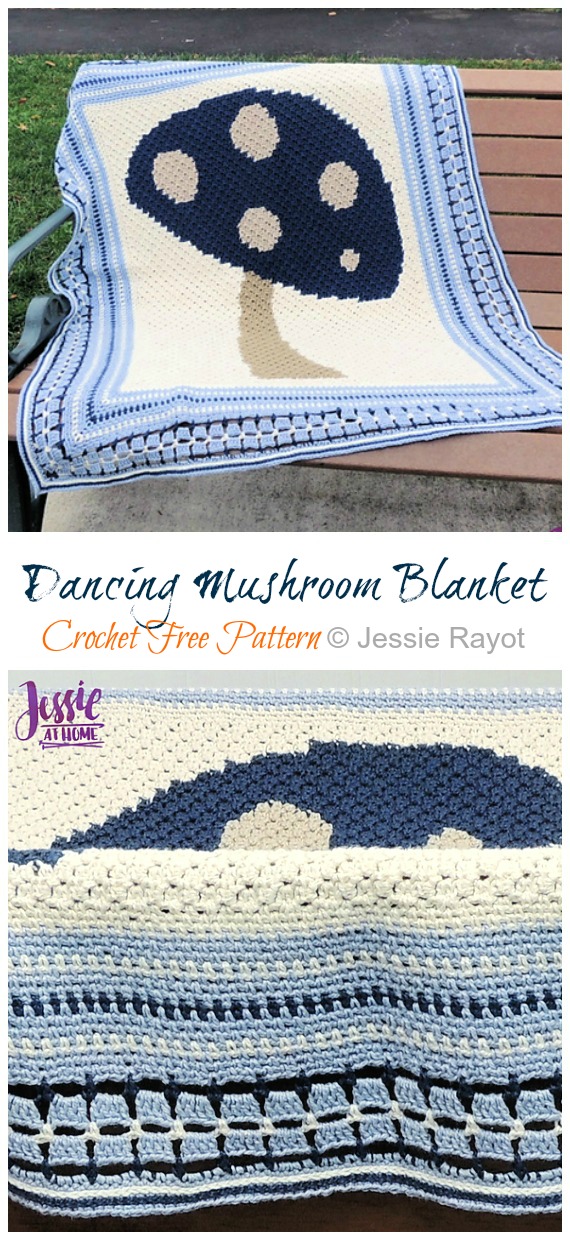 Dancing Mushroom Blanket Crochet Free Pattern - Fun #Crochet; #Blanket; Free Patterns 