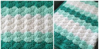 Easy Shell Stitch Blanket Crochet Free Pattern [Video] - Shell Stitch Throw #Blanket; Free #Crochet; Patterns