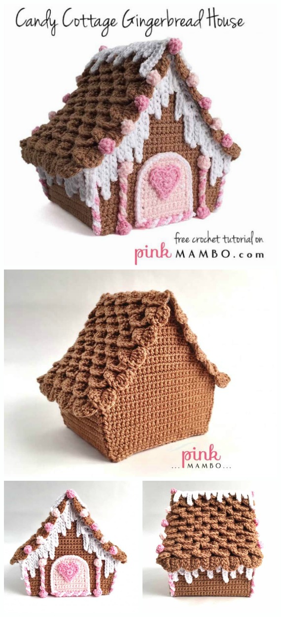 Gingerbread House Crochet Free Pattern - Christmas Decoration Free #Crochet Patterns