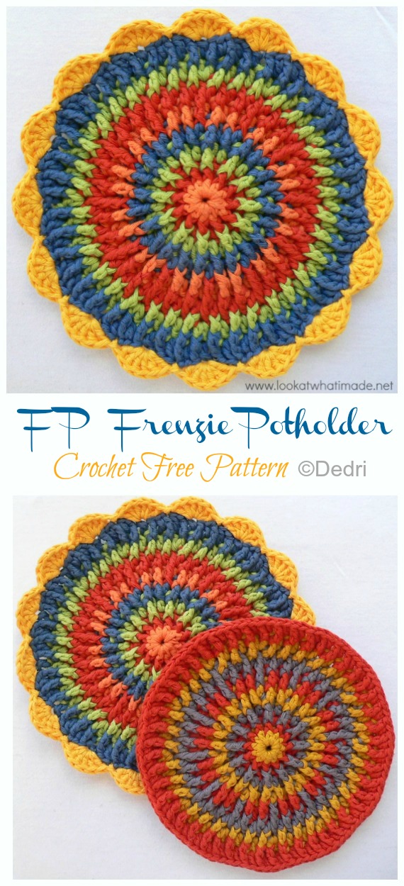 Front Post Frenzie Potholder Crochet Free Patterns - Hot Pad #Trivet; Cover Free #Crochet; Patterns