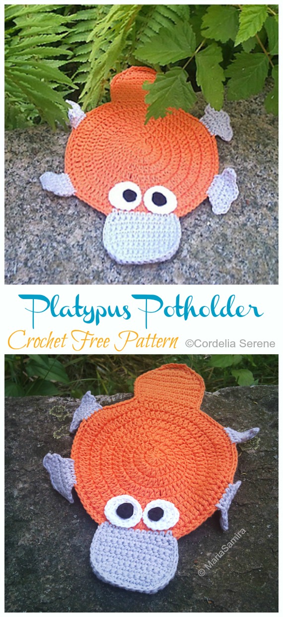 Platypus Potholder Crochet Free Pattern - Hot Pad&Pot Holder Free #Crochet; Patterns