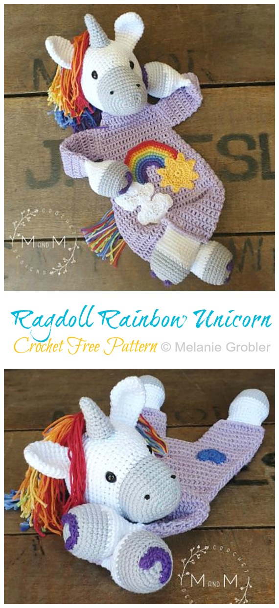 Amigurumi Ragdoll Rainbow Unicorn Crochet Free Pattern - Crochet #Unicorn; #Amigurmi; Free Pattern