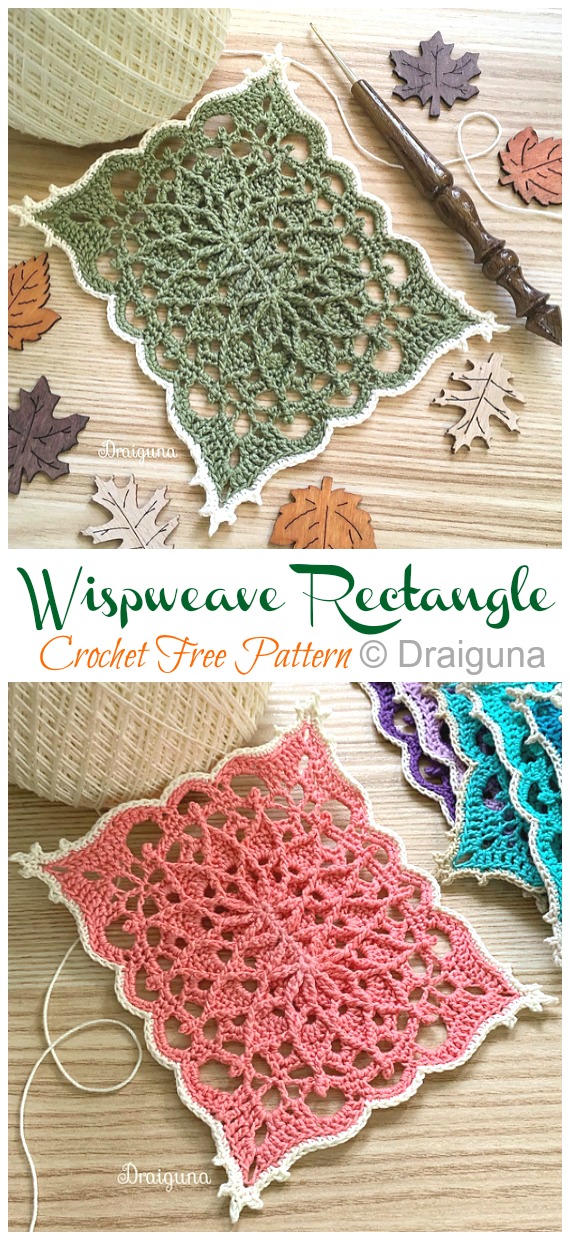 Wispweave Rectangle Lace Doily Crochet Free Pattern - Decorative #Doily; Free #Crochet; Patterns