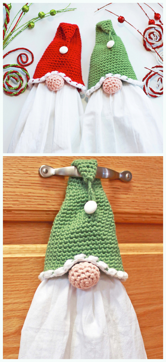 Christmas Gnome Towel Topper Crochet Free Pattern - #Christmas; Gift Free #Crochet; Patterns