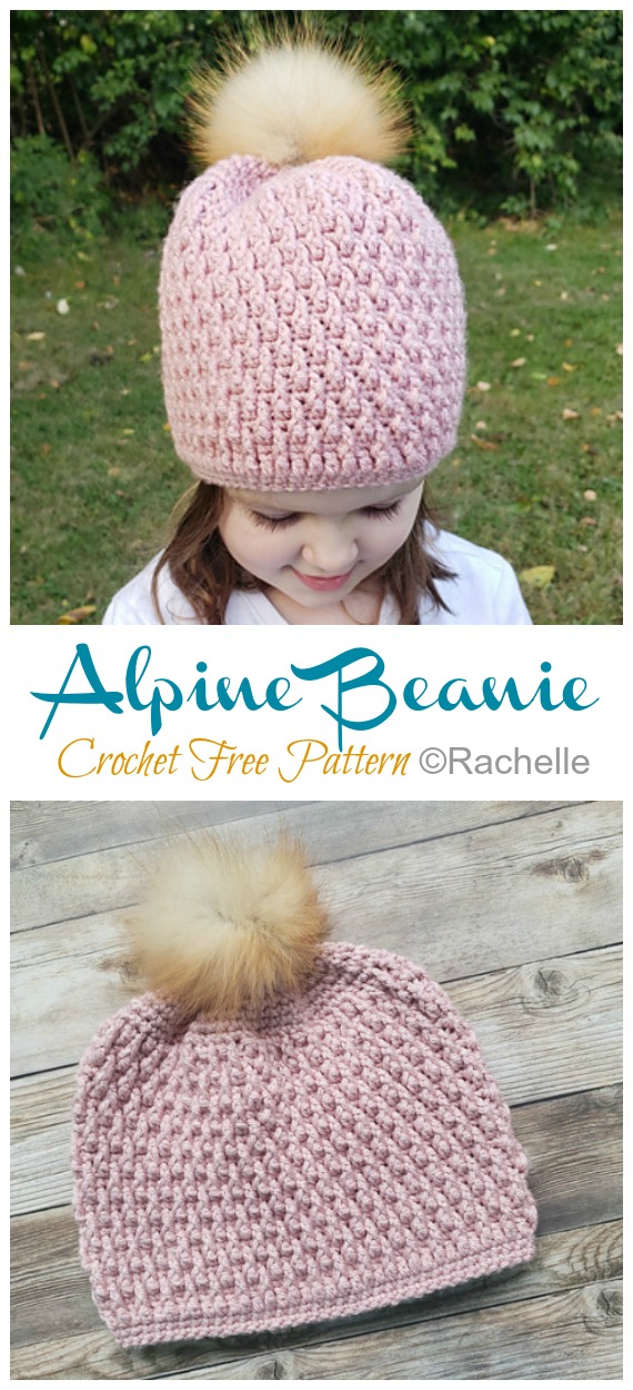 Alpine Beanie Hat Crochet Free Pattern - Adult Beanie #Hat; #Crochet; Free Patterns