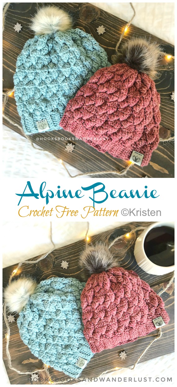 Alpine Beanie Hat Crochet Free Pattern - Adult Beanie #Hat; #Crochet; Free Patterns