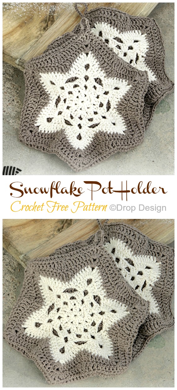 Snowflake Pot Holder Crochet Free Pattern [Video] - Hot Pad&Pot Holder Free #Crochet; Patterns