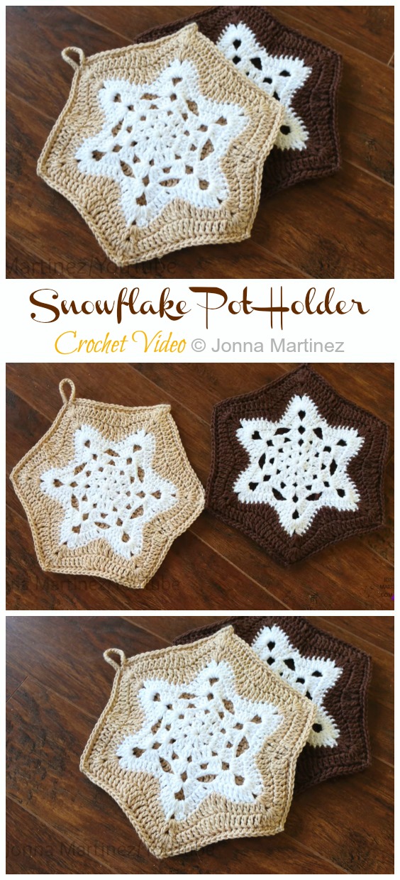 Snowflake Pot Holder Crochet Free Pattern [Video] - Hot Pad&Pot Holder Free #Crochet; Patterns