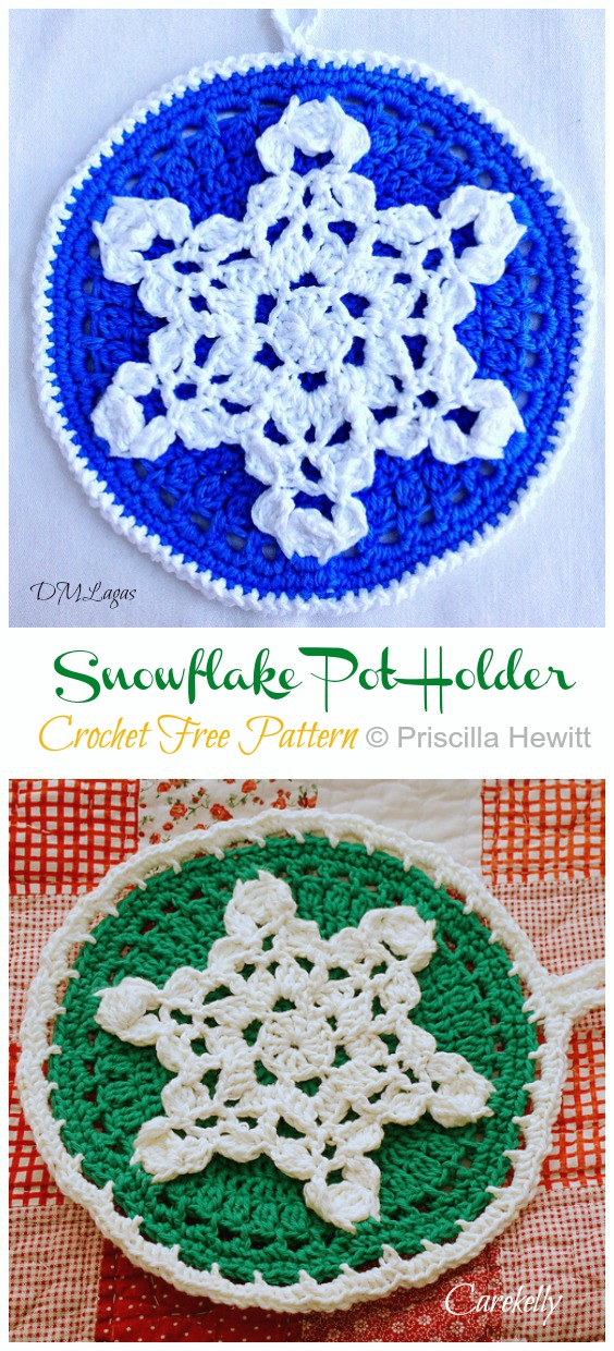 Snowflake Pot Holder Crochet Free Pattern [Video] - Hot Pad&Pot Holder Free #Crochet; Patterns