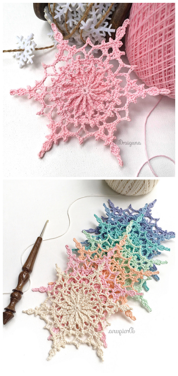 Wispweave Snowflake Crochet Free Patterns -  Christmas Snowflake Ornament Free #Crochet; Patterns