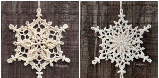 Winter Flower Snowflake Crochet Free Patterns - Christmas Snowflake Ornament Free #Crochet; Patterns